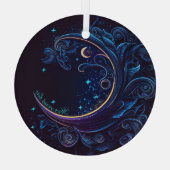独自の魔法の月の波を作成 ガラスオーナメント (裏面)