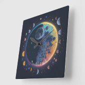 独自の魔法の虹の月を作成 スクエア壁時計 (傾斜)