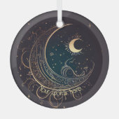 独自の魔法の金ゴールド映画の月を作成 ガラスオーナメント (正面)