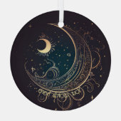 独自の魔法の金ゴールド映画の月を作成 ガラスオーナメント (裏面)