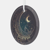 独自の魔法の金ゴールド映画の月を作成 ガラスオーナメント (正面左)