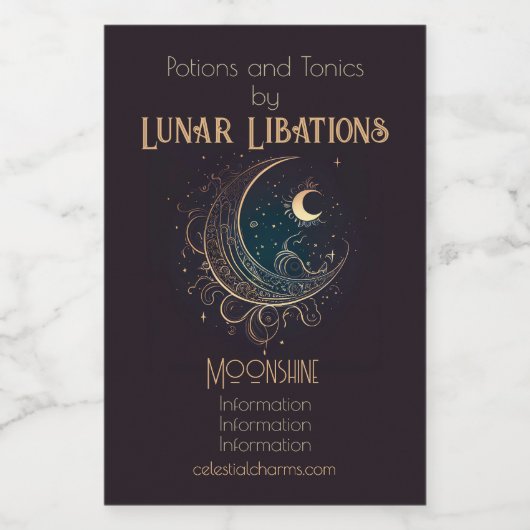 独自の魔法の金ゴールド映画の月を作成 ワインラベル (シングルラベル)