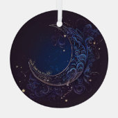 独自の魔法の青い月を作成 ガラスオーナメント (裏面)
