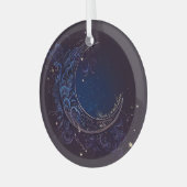 独自の魔法の青い月を作成 ガラスオーナメント (正面左)
