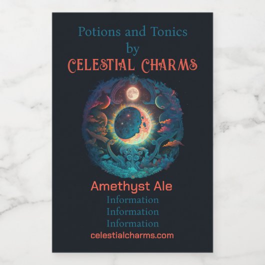 独自の魔法の青い月を作成 ワインラベル (シングルラベル)