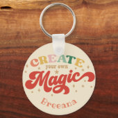 独自の魔法を作成するGrl Pwrガールパワーボタン キーホルダー (正面)