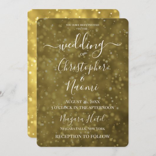 独自の黄色の金ゴールドライトを作成 招待状 (正面/裏面)