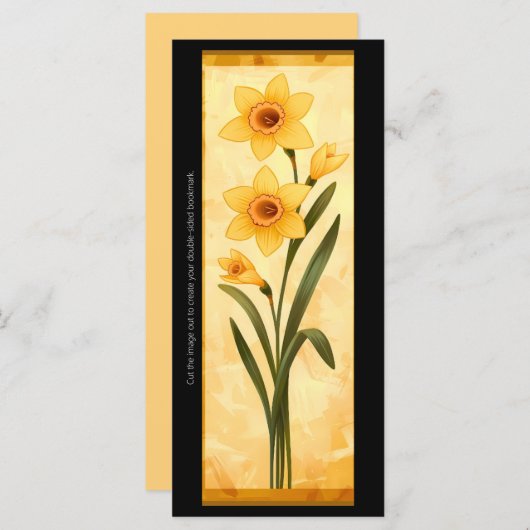 独自の黄色のDaffodilsブックマークカードを作成する (正面/裏面)