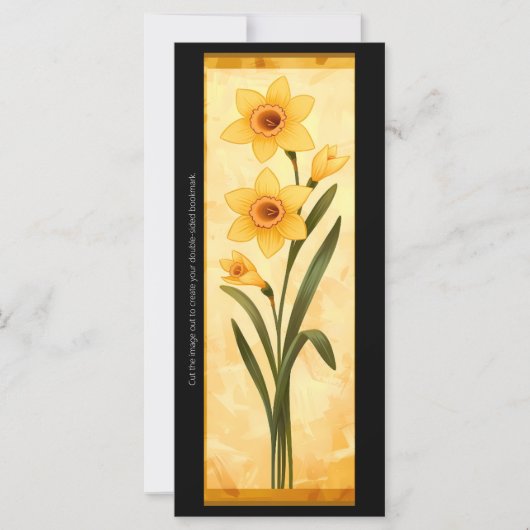 独自の黄色のDaffodilsブックマークカードを作成する (正面)