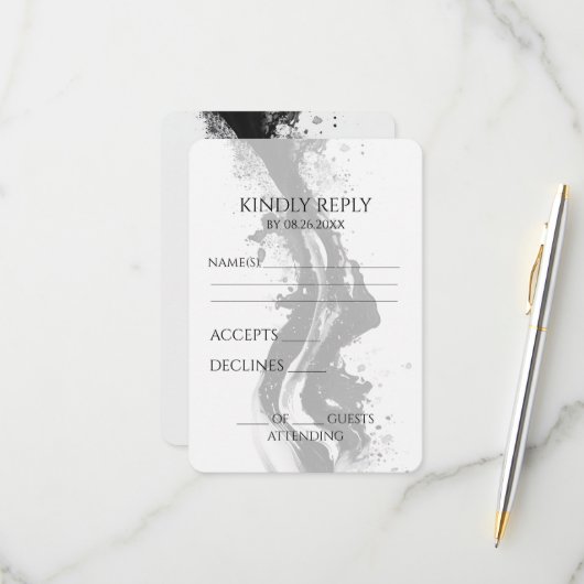 独自の黒いインク流出を作成 出欠カード (正面/裏面インサイチュ)