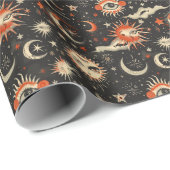 独自の黒いオレンジ色の天の魔法の目を作成 ラッピングペーパー (ロールコーナー)