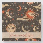 独自の黒いオレンジ色の天体の魔法の目を作成 ストーンコースター (正面)