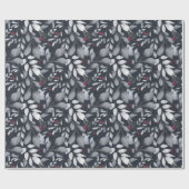 独自の黒いトーンエレガントを作成する赤いホリー ラッピングペーパー (フラット)