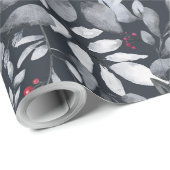 独自の黒いトーンエレガントを作成する赤いホリー ラッピングペーパー (ロールコーナー)