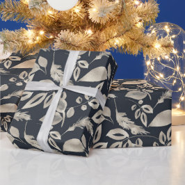 独自の黒とエレガント金ゴールドの葉を作成 ラッピングペーパー