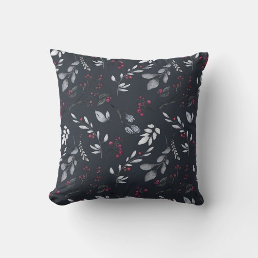独自の黒と赤エレガントのホリーを作成 クッション (正面)