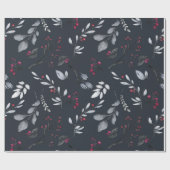 独自の黒と赤エレガントのホリーを作成 ラッピングペーパー (フラット)