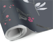 独自の黒と赤エレガントのホリーを作成 ラッピングペーパー (ロールコーナー)