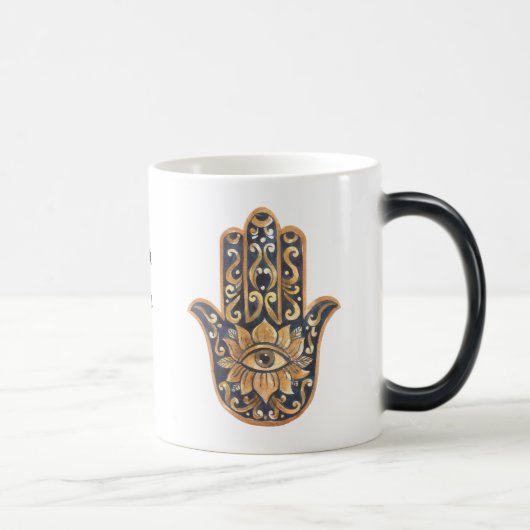 独自の黒と金ゴールドの水の色を作成Hamsa モーフィングマグカップ (右)