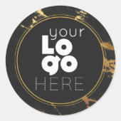 独自の黒と金ゴールドの白フェイクいロゴを作成 ラウンドシール (正面)