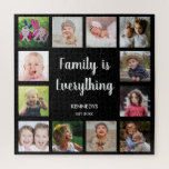 独自の黒の12フォトコラージファミリーを作成 ジグソーパズル<br><div class="desc">12の写真で独自のフォトコラージュのジグソーパズルを作お気に入りの成し、家族の名前と定日でパーソナライズ。「Family is Everything」引用文は写真ジグソーパズルにtouchを追加ユニーク。家族の写真コラージュのジグソーパズルはソロや家族の時間の活動に最適である。ジグソー救済リラックスパズルはあなたのストレスを救う。自己の最新のトレンドは気に、瞑想的な実践としてジグソーパズルを行っている。取気にって救い。</div>