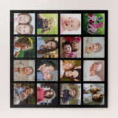 独自の黒の16平方フォトコラージュを作成 ジグソーパズル (横)