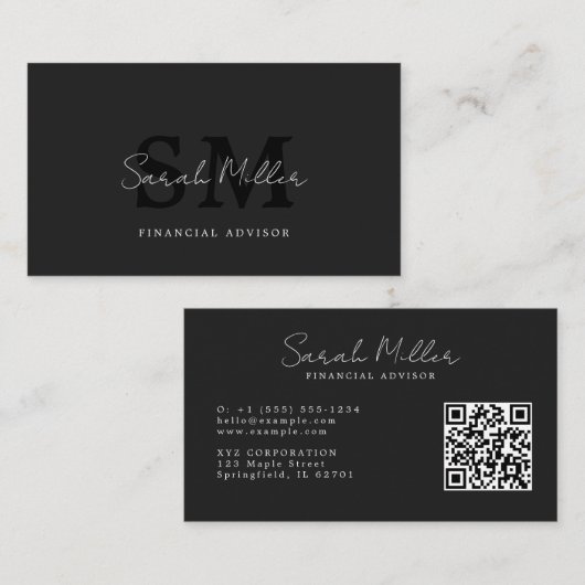 独自の黒のQRコードを作成する 名刺 (正面/裏面)
