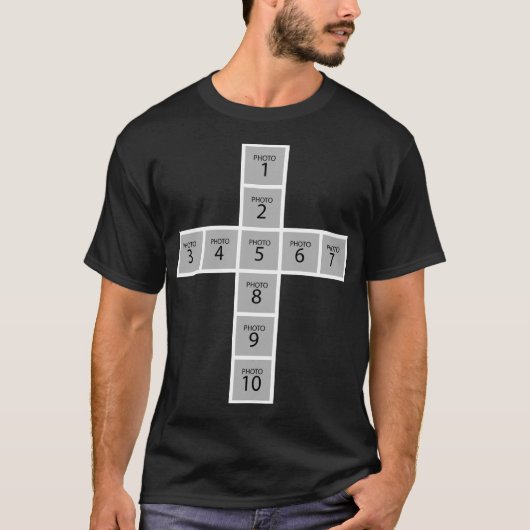 独自の10フォトコラージュChristian crossを作成 Tシャツ (正面)