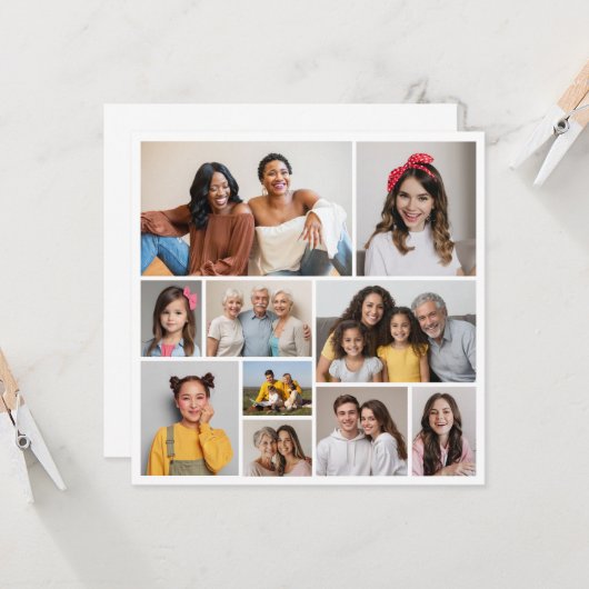 独自の10枚のフォトコラージグリーティングを作成する カード (正面/裏面インサイチュ)