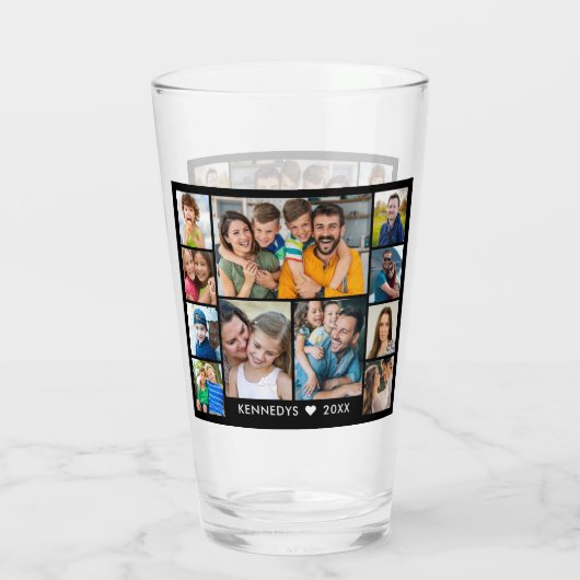 独自の11フォトコラージファミリー名を作成する タンブラーグラス (裏面)