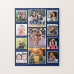 独自の11家族の写真コラージブルーを作成 ジグソーパズル<br><div class="desc">11枚の写真でパーソナライズする家族の写真のコラージュお気に入りのパズル。</div>