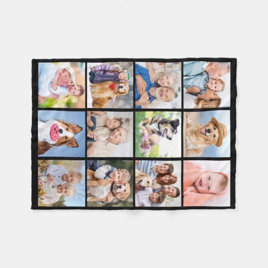 独自の12カスタムシンプル写真コラージュの作成 フリースブランケット (正面(横))