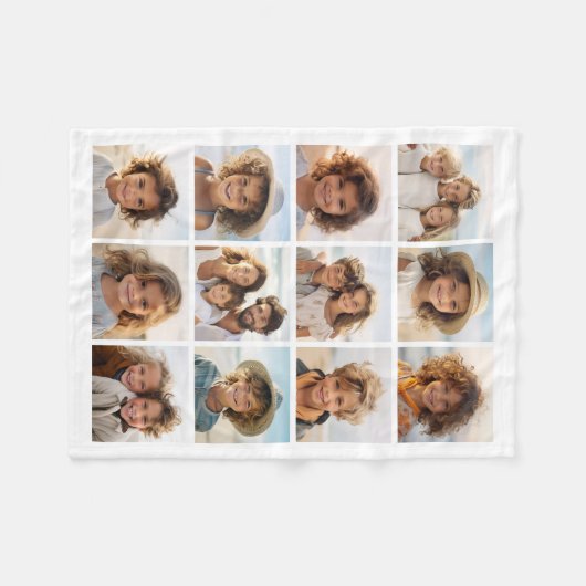 独自の12フォトインスタグラムコラージュの作成 フリースブランケット (正面(横))
