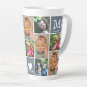 独自の12フォトコラージファミリーモノグラムを作成 カフェラテマグ (右アングル)