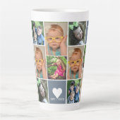 独自の12フォトコラージファミリーモノグラムを作成 カフェラテマグ (正面)