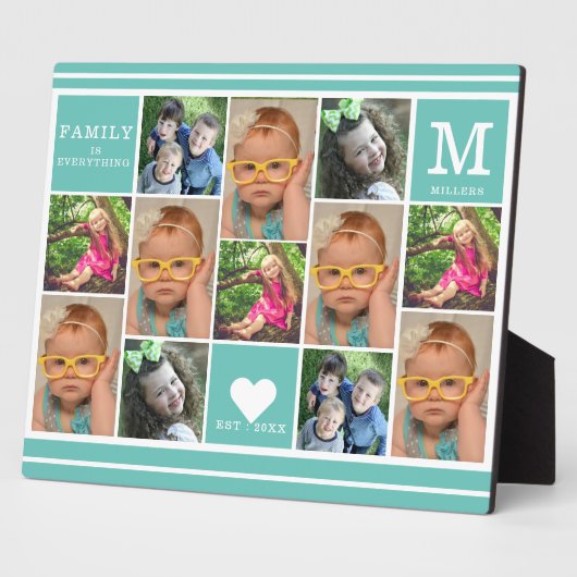 独自の12フォトコラージモノグラムティール（緑がかった色）の作成 フォトプラーク (側面)