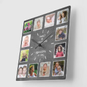 独自の12フォトコラージュのフレームシャルボードを作成する スクエア壁時計 (傾斜)