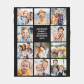 独自の12フォトコラージュの作成シンプル写真 フリースブランケット (正面)