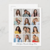 独自の12フォトコラージュを作成するあいさつ文を追加 ポストカード (正面/裏面)