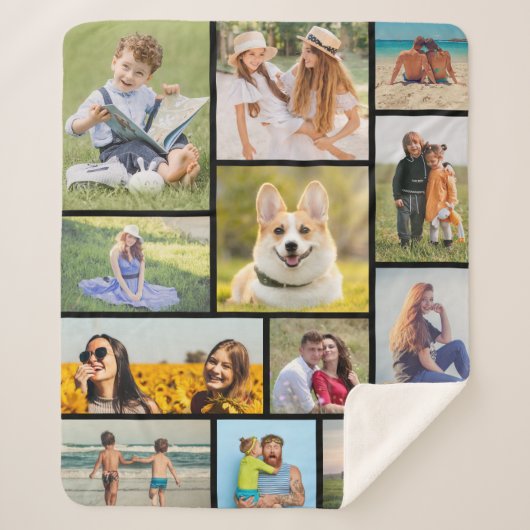 独自の12フォトコラージュを作成 シェルパブランケット (正面)