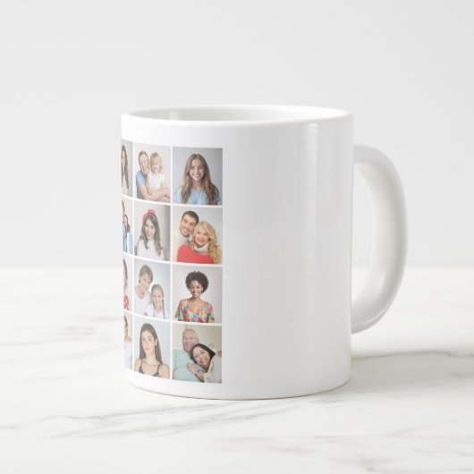 独自の12フォトコラージュを作成 ジャンボコーヒーマグカップ (正面右)