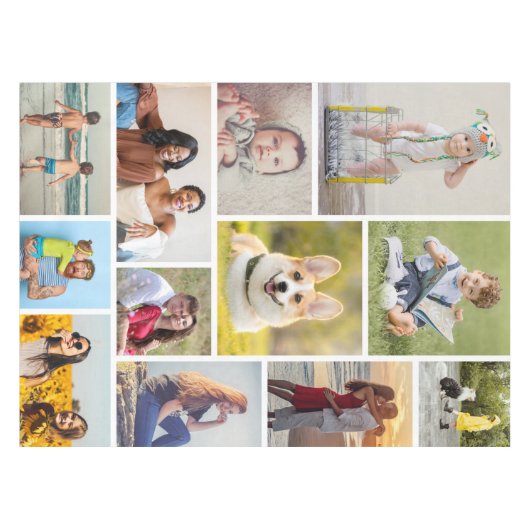 独自の12フォトコラージュを作成 テーブルクロス (正面(横))