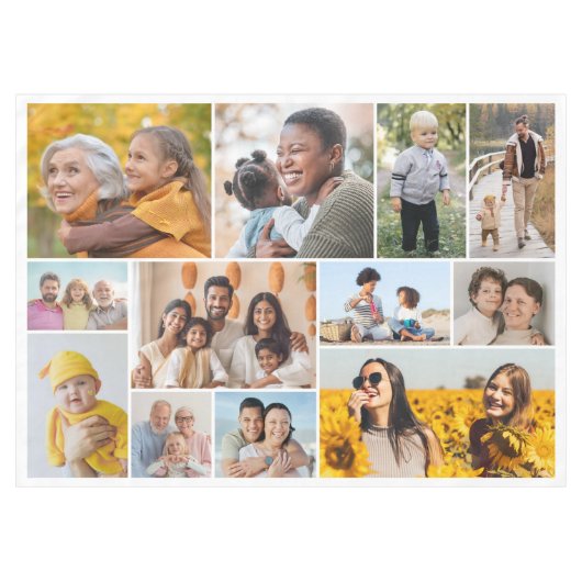 独自の12フォトコラージュを作成 テーブルクロス (正面(横))