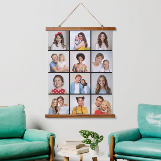 独自の12フォトコラージュを作成 吊り下げ型タペストリー (リビング)