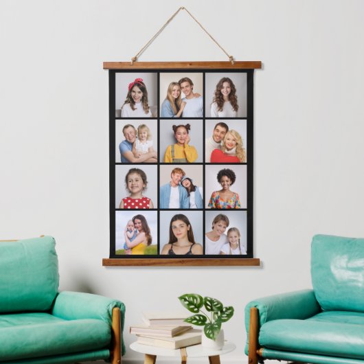 独自の12フォトコラージュを作成 吊り下げ型タペストリー (リビング)