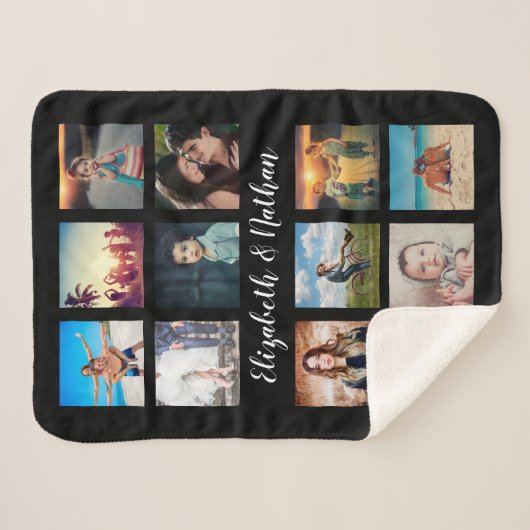 独自の12フォトコラージュカスタムファミリーを作成する シェルパブランケット (正面(横))