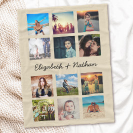 独自の12フォトコラージュカスタムファミリーを作成する フリースブランケット