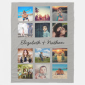 独自の12フォトコラージュカスタムファミリーを作成する フリースブランケット (正面)