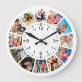 独自の12フォトコラージュカスタムファミリーを作成する ラウンド壁時計 (正面)
