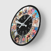 独自の12フォトコラージュカスタムファミリーを作成する ラウンド壁時計 (傾斜)